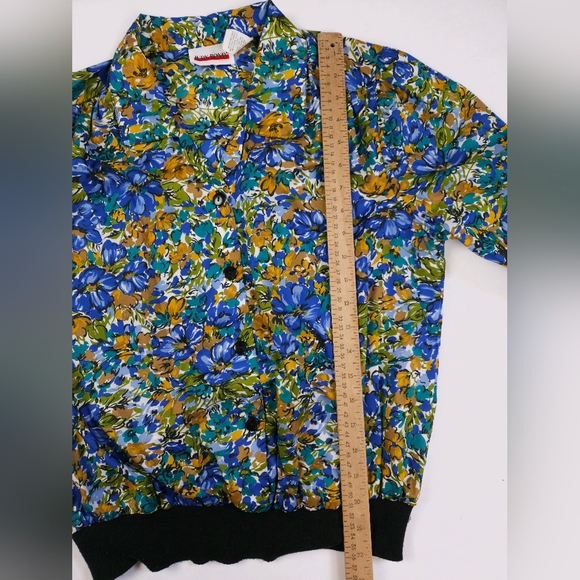Vintage Judy Bond 80s Rare Floral Blouse Botanical Secretary Bomber Small - Picture 9 of 14